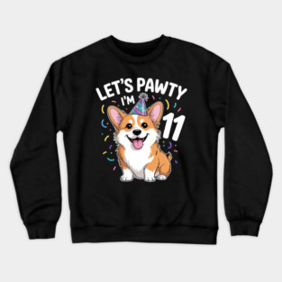 11 Years Old Corgi Dog Lover 11th Birthday Party Outfit Kid Crewneck Sweatshirt