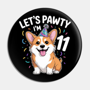 11 Years Old Corgi Dog Lover 11th Birthday Party Outfit Kid Pin