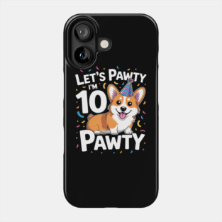 10 Years Old Corgi Dog Lover 10th Birthday Party Outfit Kid Phone Case