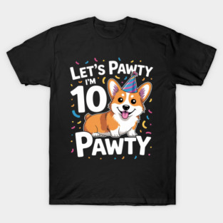 10 Years Old Corgi Dog Lover 10th Birthday Party Outfit Kid T-Shirt