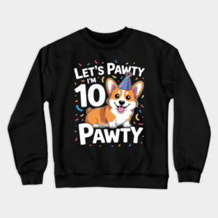 10 Years Old Corgi Dog Lover 10th Birthday Party Outfit Kid Crewneck Sweatshirt