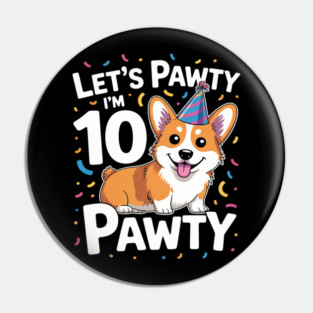 10 Years Old Corgi Dog Lover 10th Birthday Party Outfit Kid Pin