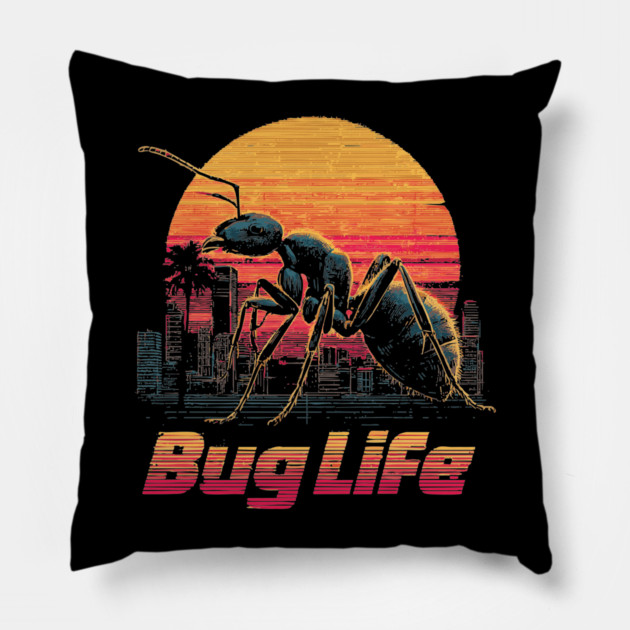 Bug Life Giant Ant in Synth City Pillow by TuncGK