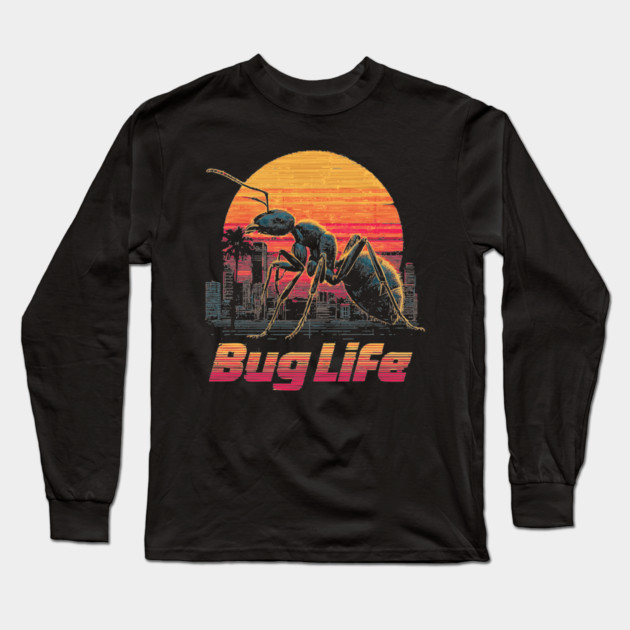 Bug Life Giant Ant in Synth City Long Sleeve T-Shirt by TuncGK