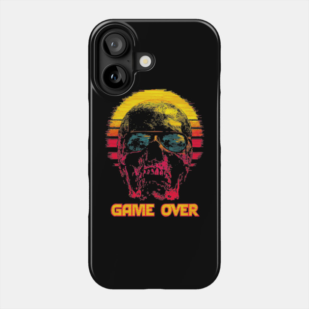 Gamer Skull with Retro Game Over Text Phone Case by TuncGK