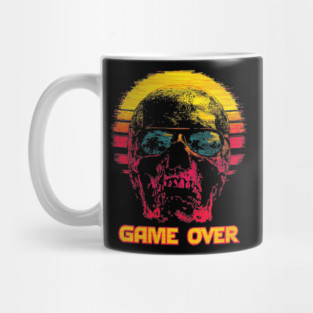Gamer Skull with Retro Game Over Text Mug