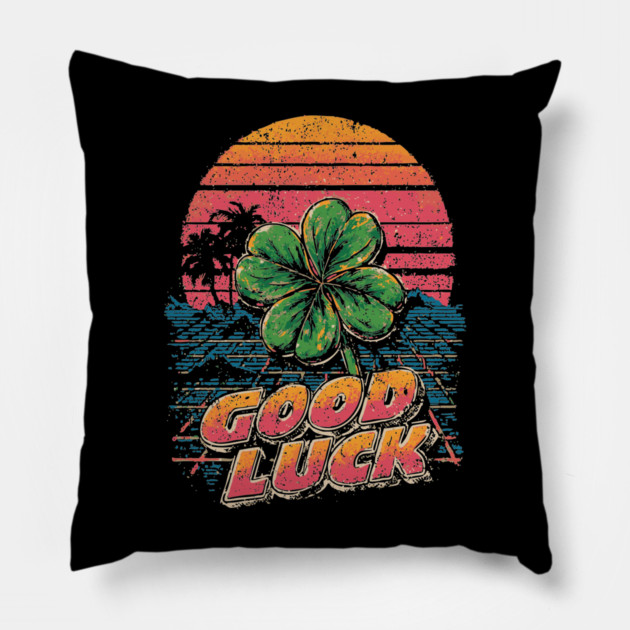 Four Leaf Clover with Sunset Gradient Pillow by TuncGK