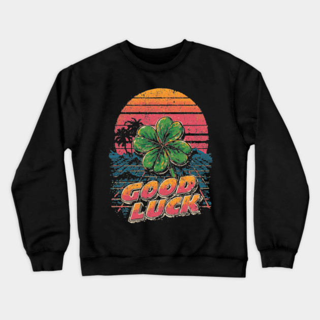 Four Leaf Clover with Sunset Gradient Crewneck Sweatshirt by TuncGK