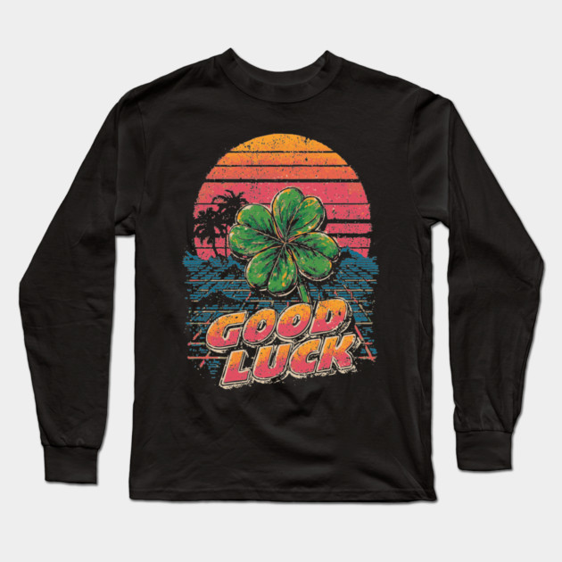 Four Leaf Clover with Sunset Gradient Long Sleeve T-Shirt by TuncGK