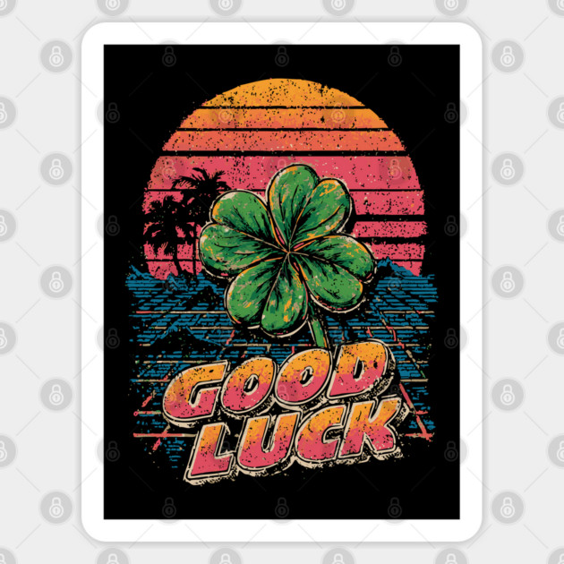 Four Leaf Clover with Sunset Gradient Sticker by TuncGK