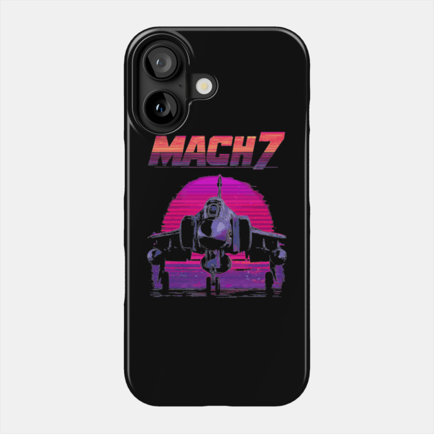 Mach 7 Fighter Jet in Neon Sky Phone Case by TuncGK