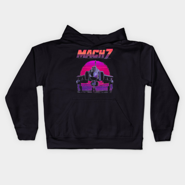Mach 7 Fighter Jet in Neon Sky Kids Hoodie by TuncGK