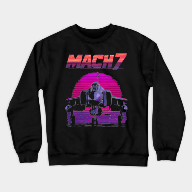 Mach 7 Fighter Jet in Neon Sky Crewneck Sweatshirt by TuncGK
