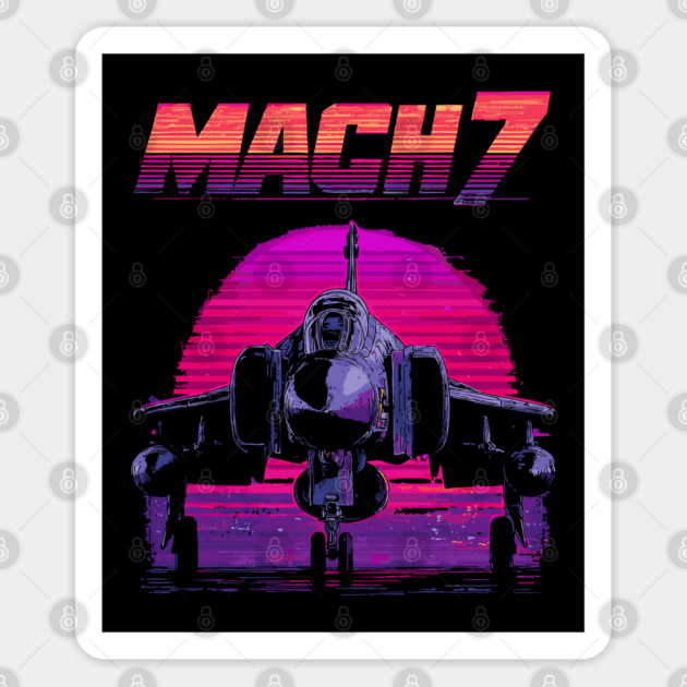 Mach 7 Fighter Jet in Neon Sky Sticker by TuncGK