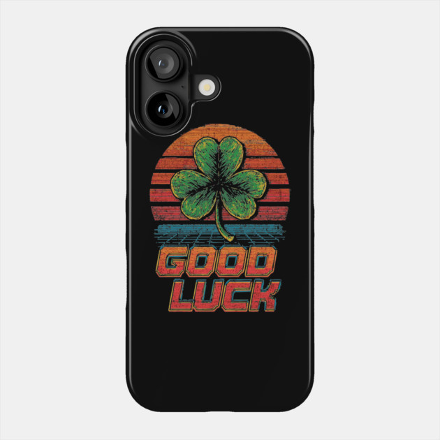 Lucky Clover in Outrun Aesthetic Phone Case by TuncGK