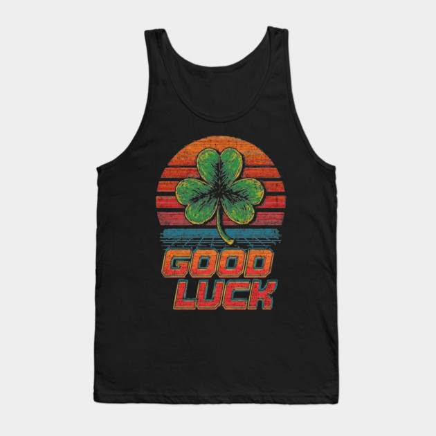 Lucky Clover in Outrun Aesthetic Tank Top by TuncGK
