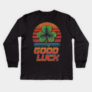 Lucky Clover in Outrun Aesthetic Kids Long Sleeve T-Shirt