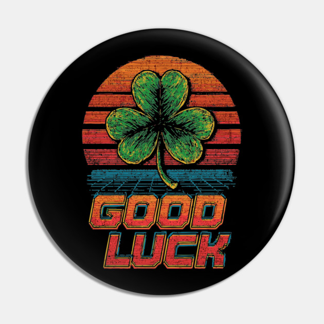 Lucky Clover in Outrun Aesthetic Pin by TuncGK