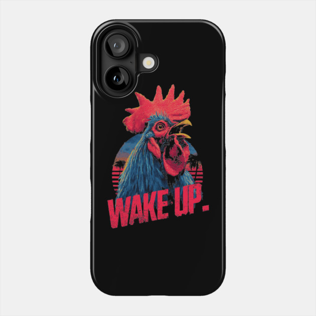 Rooster Wake Up in Synthwave Style Phone Case by TuncGK