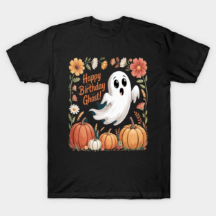 Halloween Ghost With Flowers T-Shirt