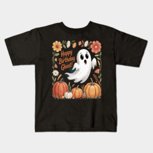 Halloween Ghost With Flowers Kids T-Shirt