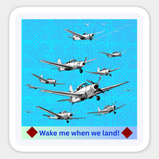 Wake Me When We Land – Vintage Plane Flight on Hmong Indigo Sticker