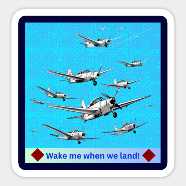 Wake Me When We Land – Vintage Plane Flight on Hmong Indigo Magnet by Pimcolle