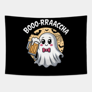 Booo-rrraaccha Funny Ghost Beer Halloween Spooky Season Tapestry