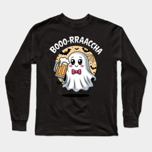 Booo-rrraaccha Funny Ghost Beer Halloween Spooky Season Long Sleeve T-Shirt