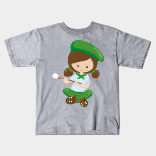 Girl Scout, Cute Girl, Little Girl, Brown Hair Kids T-Shirt