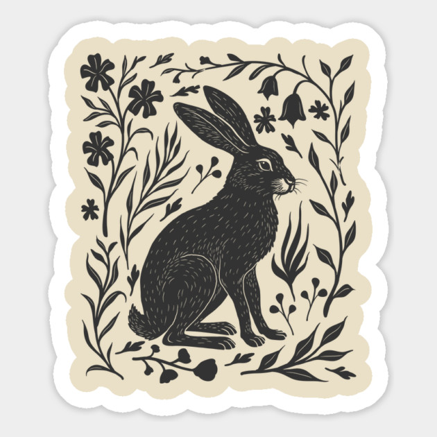 Linocut Hare Magnet by GoshWow®