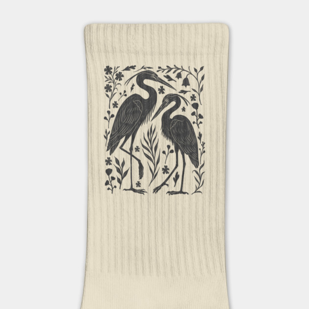 Linocut Herons by GoshWow®