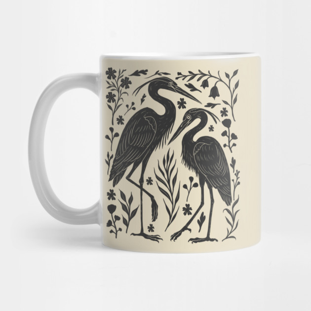 Linocut Herons by GoshWow®