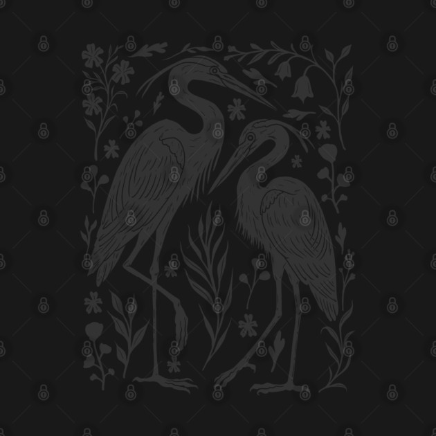 Linocut Herons by GoshWow®