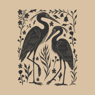 Linocut Herons T-Shirt