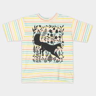 Linocut Fox Kids T-Shirt