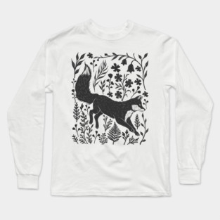 Linocut Fox Long Sleeve T-Shirt