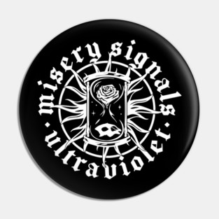 Misery Signals – Ultraviolet Rose & Skull Hourglass Art Pin