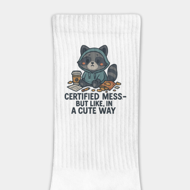 Certified Mess But Cute – Funny Raccoon Hoodie Coffee Lover T-Shirt Design by Anne Lee