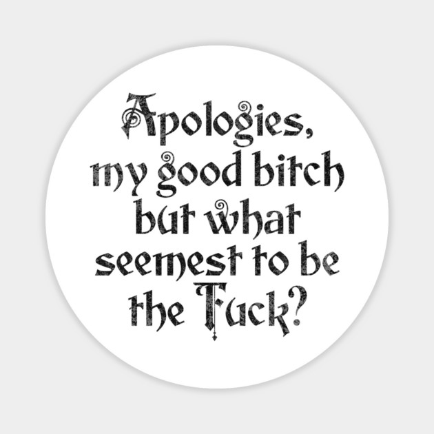 Apologies, my good bitch but what seemest to be the Fuck? Hilarious Shakespearean English sendup of someone saying "WTF?" Magnet by Luxinda