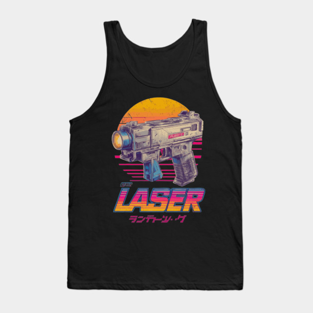 Retro Laser Gun with Japanese Text Tank Top by TuncGK