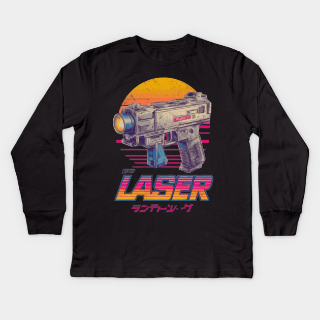Retro Laser Gun with Japanese Text Kids Long Sleeve T-Shirt by TuncGK