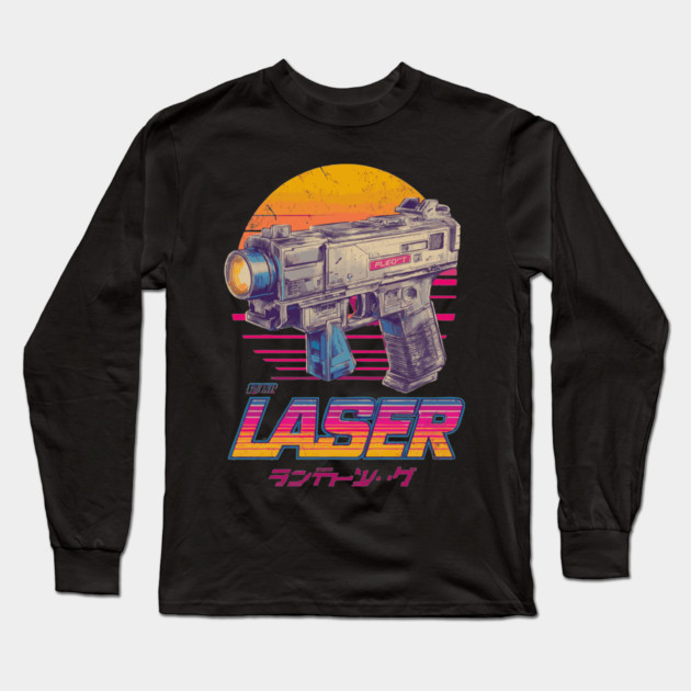 Retro Laser Gun with Japanese Text Long Sleeve T-Shirt by TuncGK