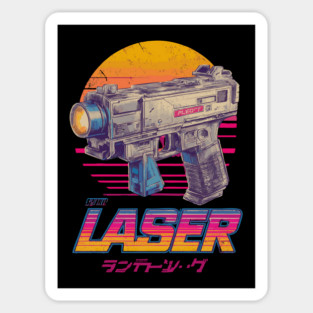Retro Laser Gun with Japanese Text Sticker