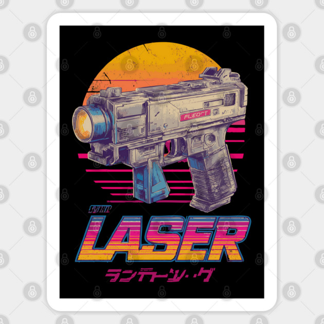 Retro Laser Gun with Japanese Text Sticker by TuncGK