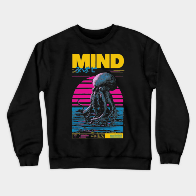 Octopus Mind in Synthwave Reality Crewneck Sweatshirt by TuncGK