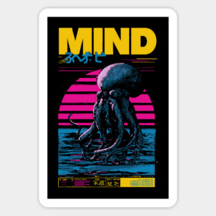 Octopus Mind in Synthwave Reality Sticker