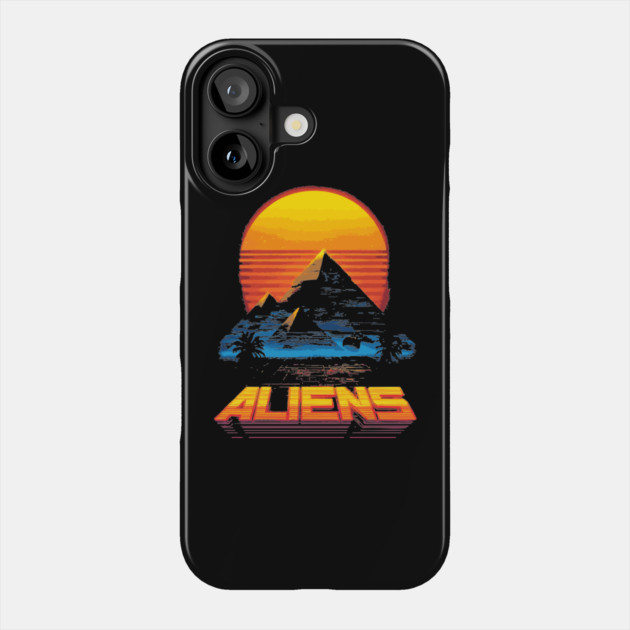 Pyramid Sunset with Alien Neon Glow Phone Case by TuncGK