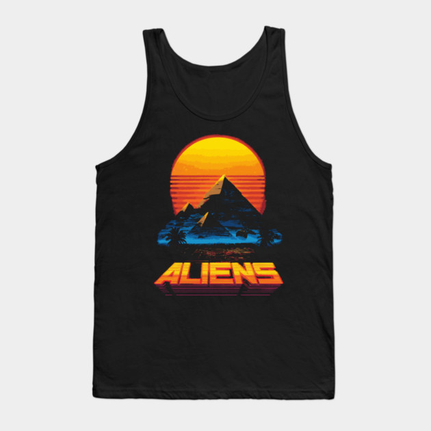 Pyramid Sunset with Alien Neon Glow Tank Top by TuncGK
