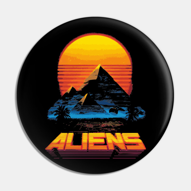 Pyramid Sunset with Alien Neon Glow Pin by TuncGK